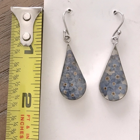 Vintage Sterling Silver Glass Flower Earrings - Picture 4 of 10